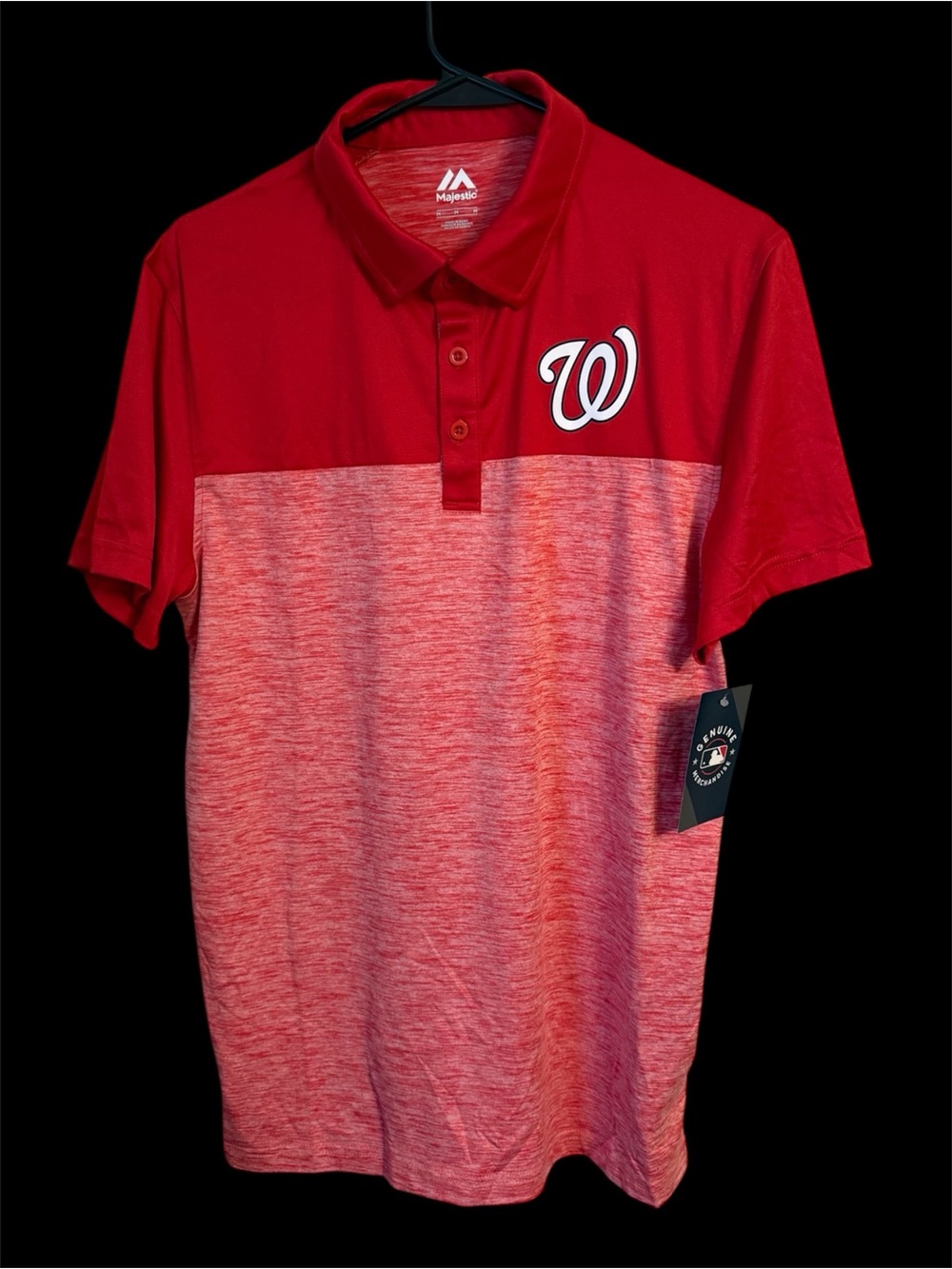 Majestic Washington Nationals Red Color Bloc Polo Shirt
